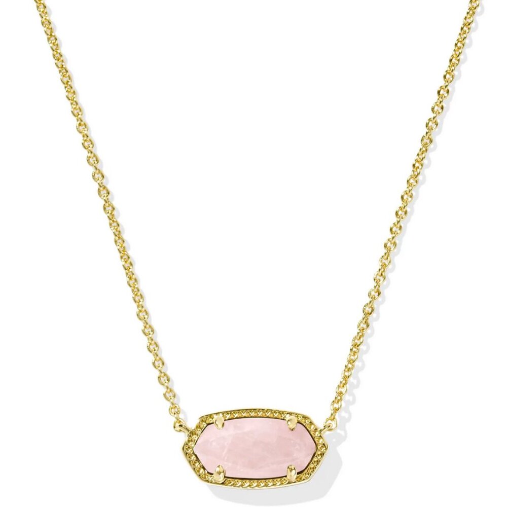 Elisa Gold Pendant Necklace in Rose Quartz - Picture 2 of 6